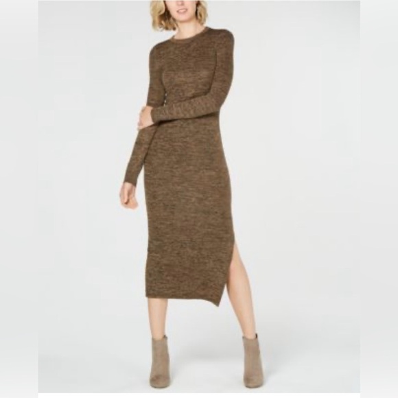 FRENCH CONNECTION Brown Black Space Dye Mélange Long Sleeve Sweater Dress Sz 8 - Picture 1 of 11